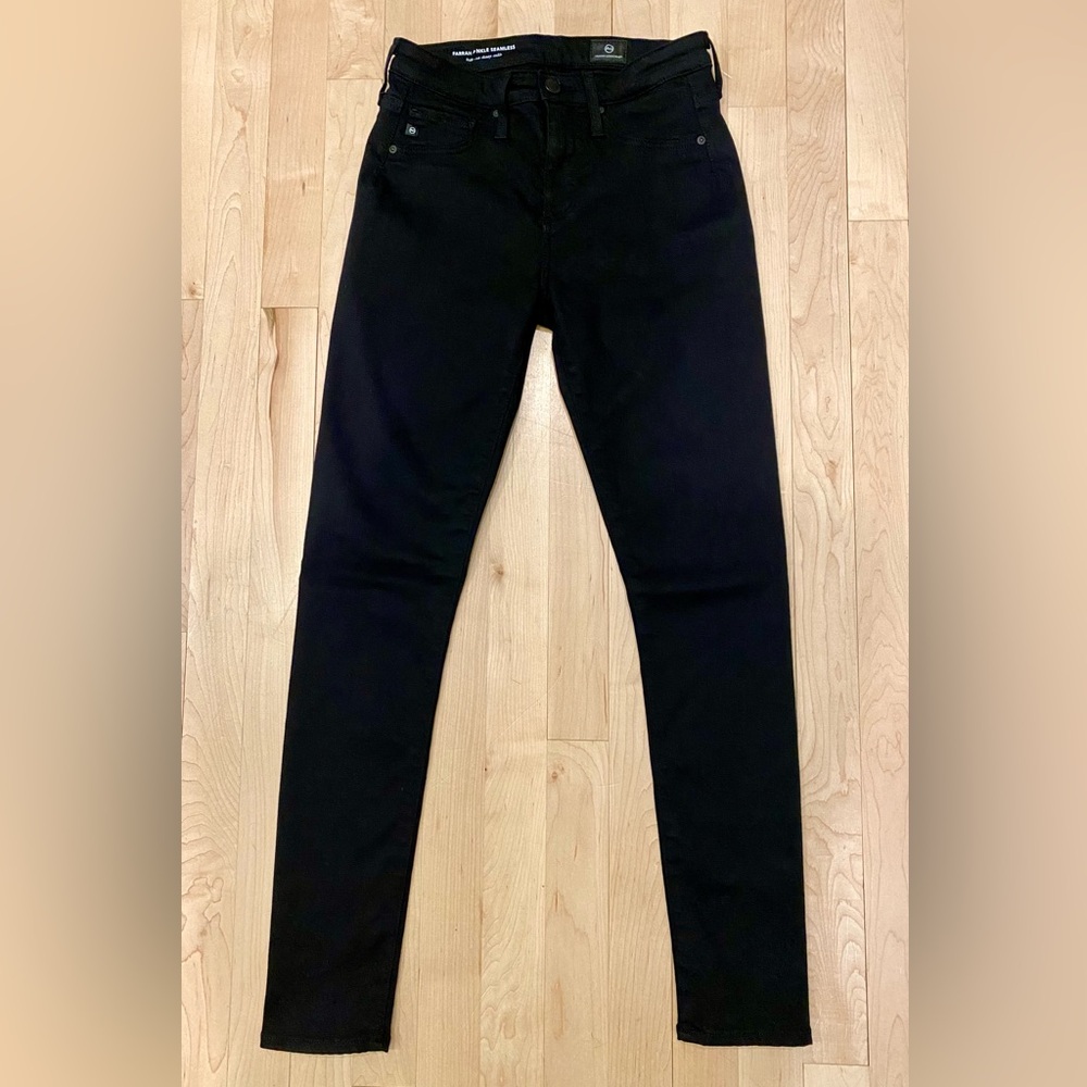 EUC AG Adriano Goldschmied Farrah Seamless High-Rise Skinny Ankle. Black. 25R